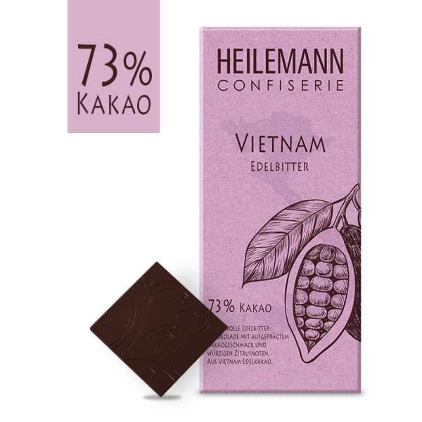Heilemann Ursprungs-Schokolade Vietnam 73 % Kakao Edelbitter, 80 g